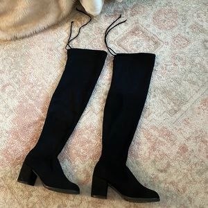 Black Suede Knee High Boots
